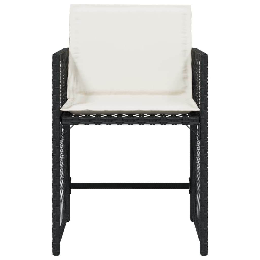 Garden Chairs with Cushions 4 pcs Black Poly Rattan