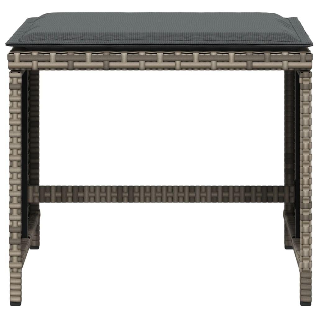 Garden Stools with Cushions 4 pcs Grey 41x41x36 cm Poly Rattan