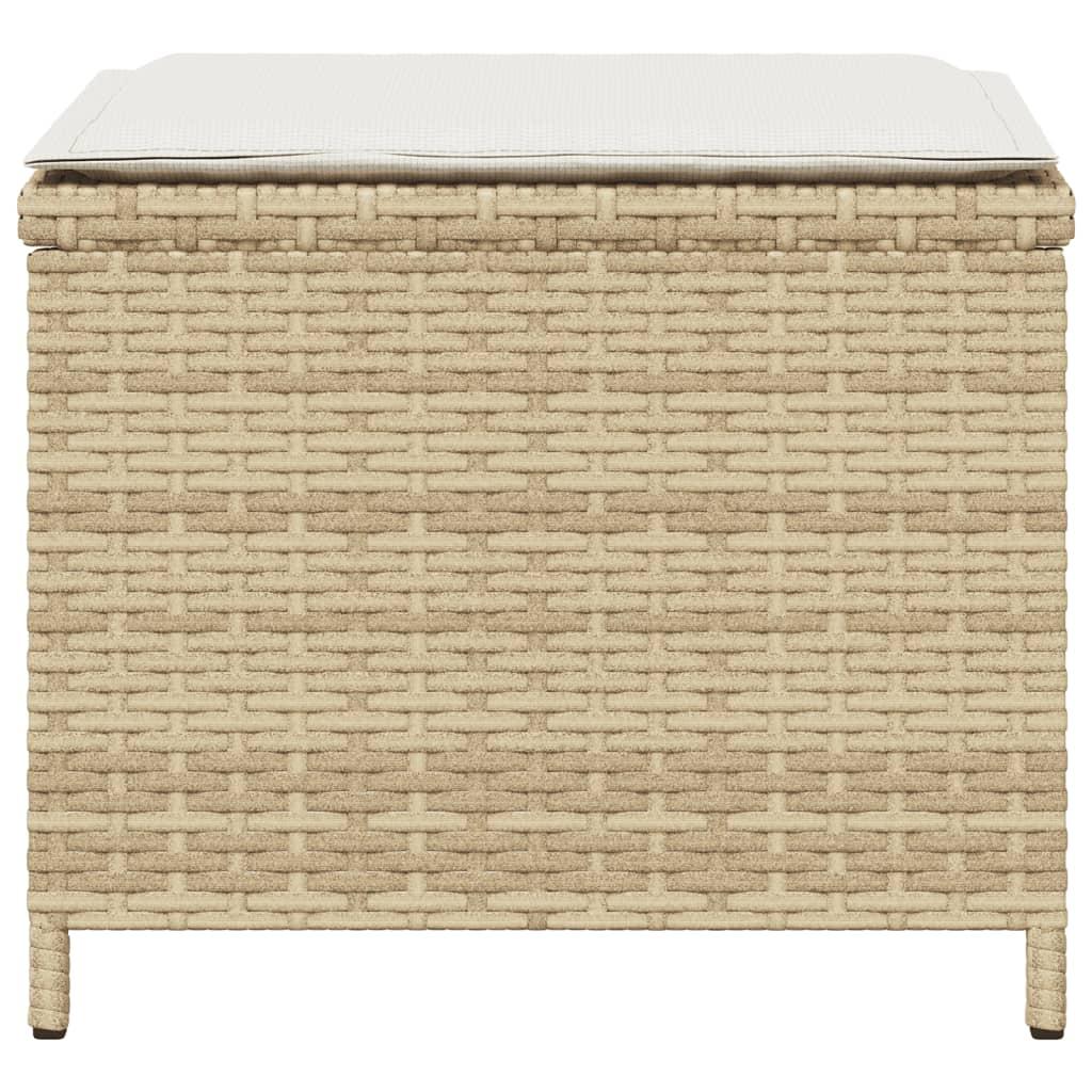 Garden Stools with Cushions 4 pcs Beige 41x41x36 cm Poly Rattan