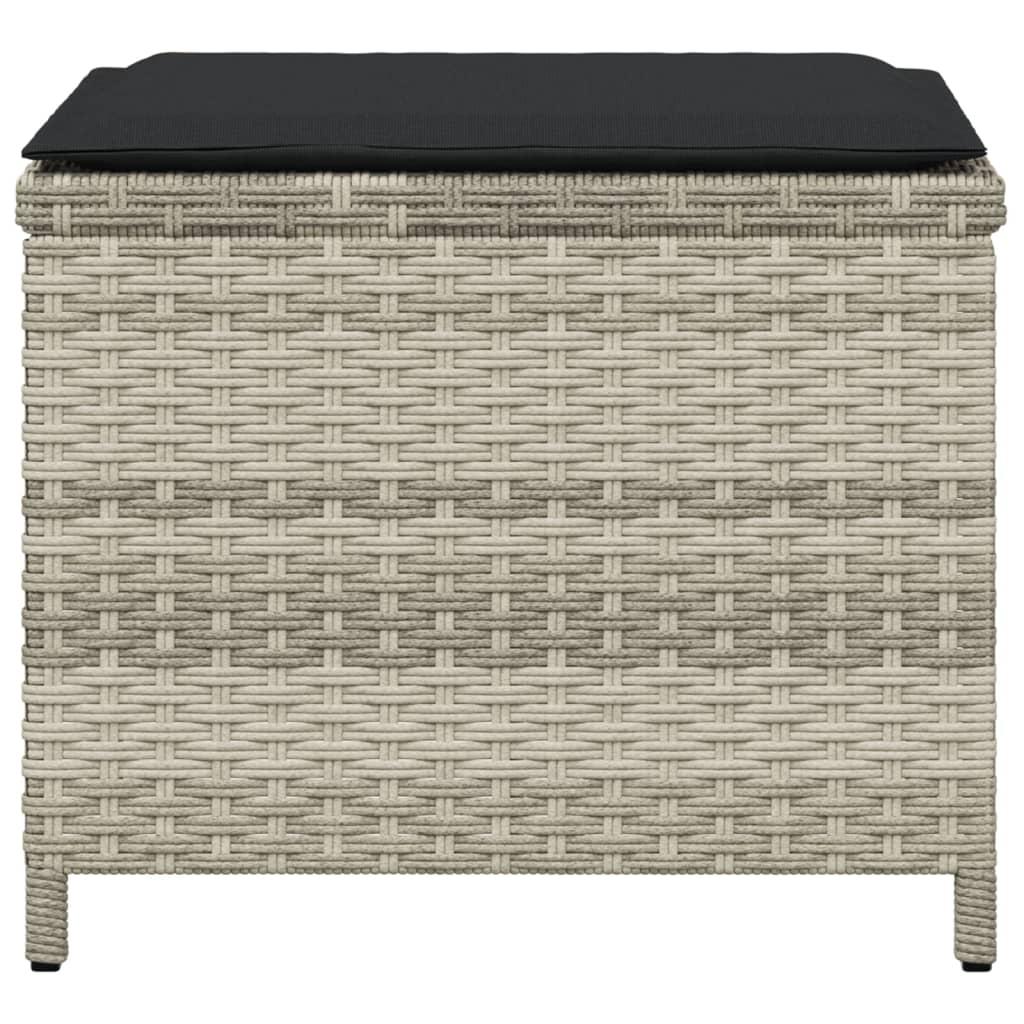 Garden Stools with Cushions 4 pcs Light Grey 41x41x36 cm Poly Rattan
