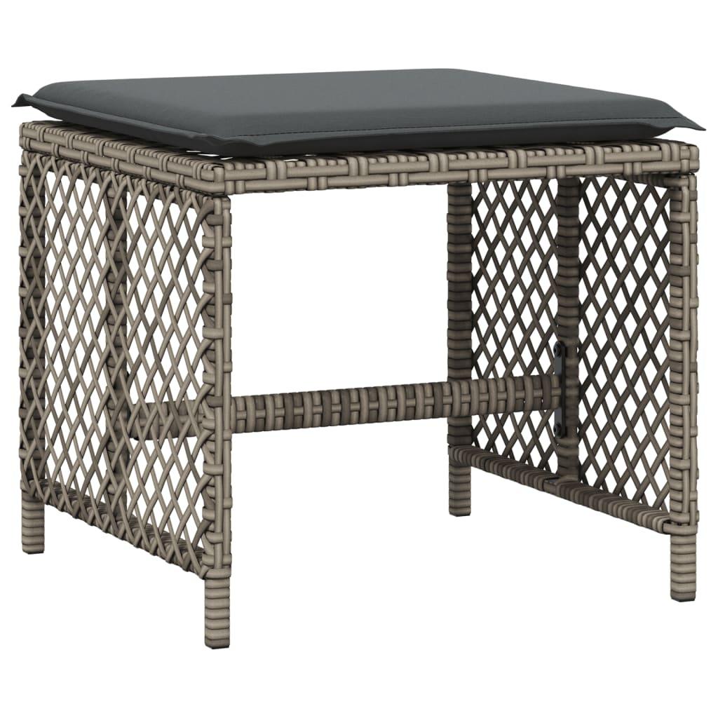 Garden Stools with Cushions 4 pcs Grey 41x41x36 cm Poly Rattan