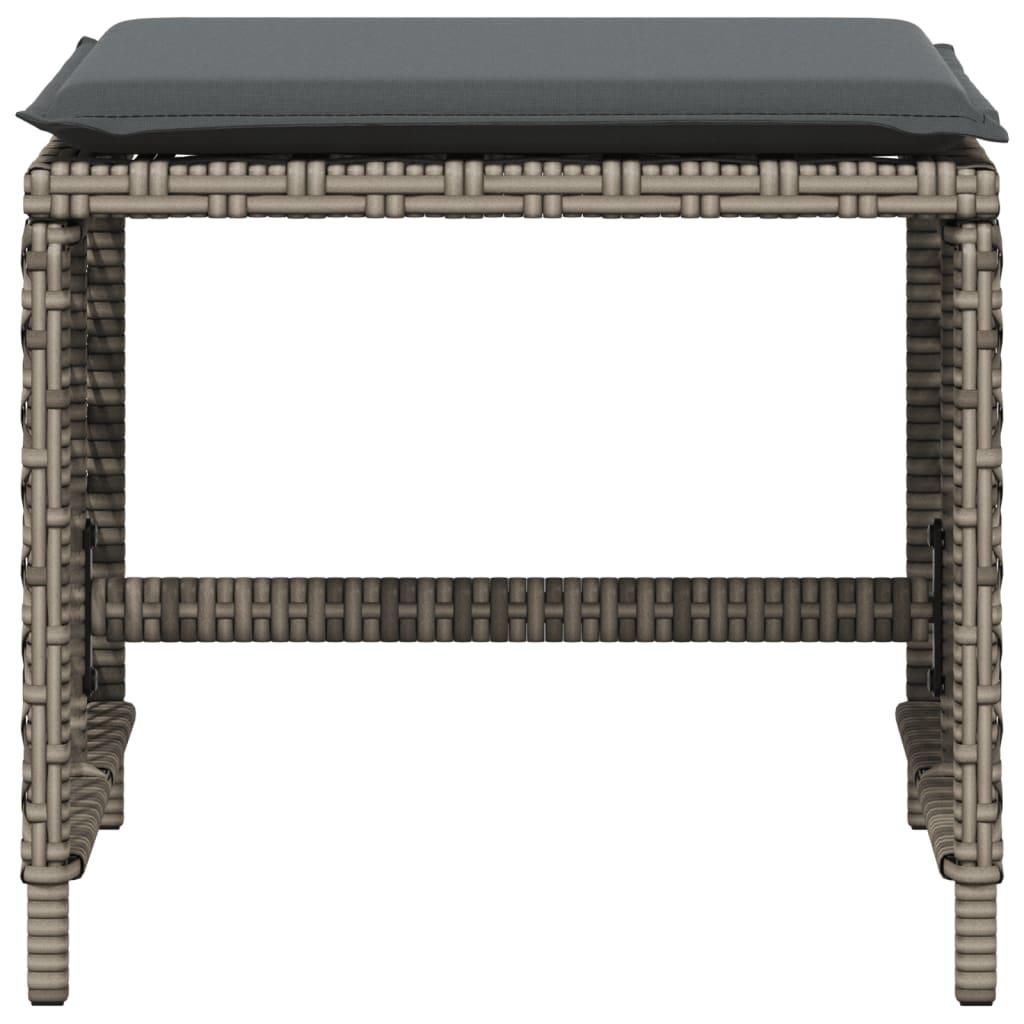 Garden Stools with Cushions 4 pcs Grey 41x41x36 cm Poly Rattan