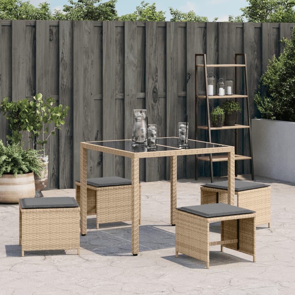 Garden Stools with Cushions 4 pcs Mix Beige 41x41x36 cm Poly Rattan