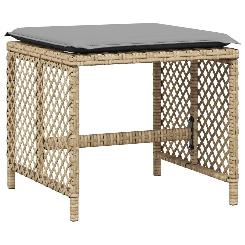 Garden Stools with Cushions 4 pcs Mix Beige 41x41x36 cm Poly Rattan