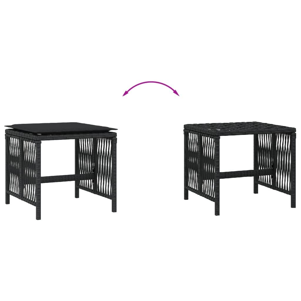 Garden Stools with Cushions 4 pcs Black 41x41x36 cm Poly Rattan