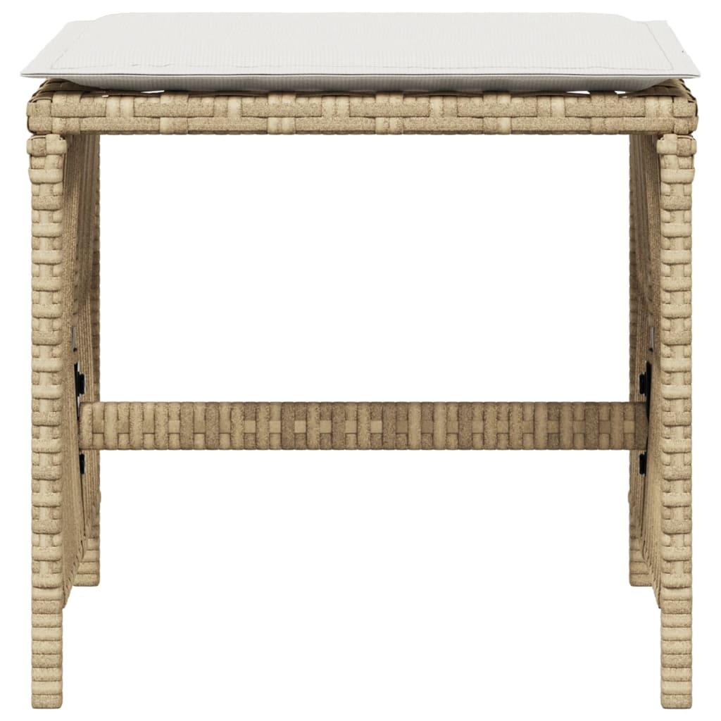 Garden Stools with Cushions 4 pcs Beige 41x41x36 cm Poly Rattan