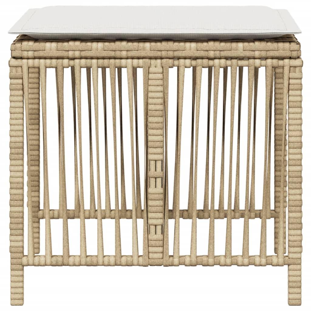 Garden Stools with Cushions 4 pcs Beige 41x41x36 cm Poly Rattan