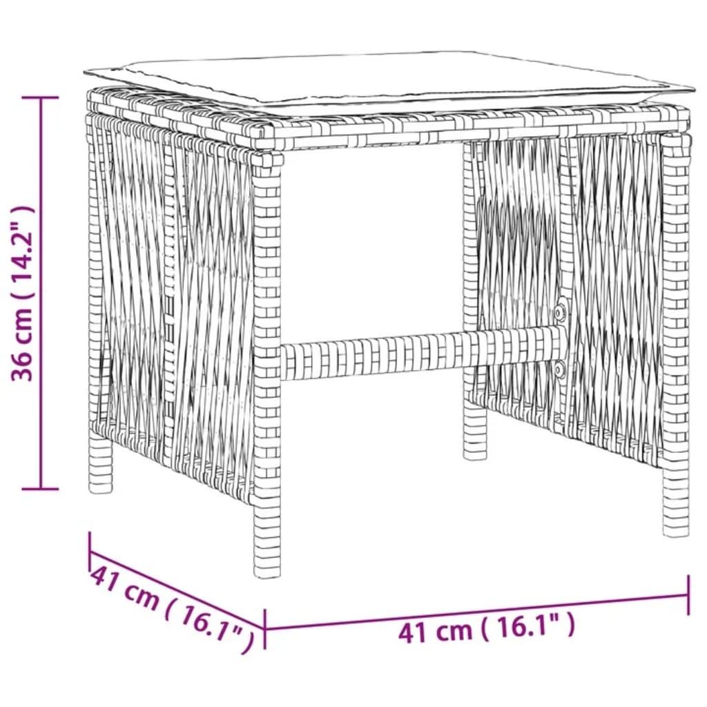 Garden Stools with Cushions 4 pcs Beige 41x41x36 cm Poly Rattan