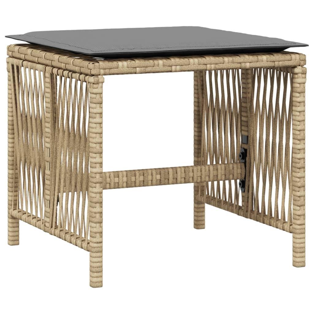 Garden Stools with Cushions 4 pcs Mix Beige 41x41x36 cm Poly Rattan