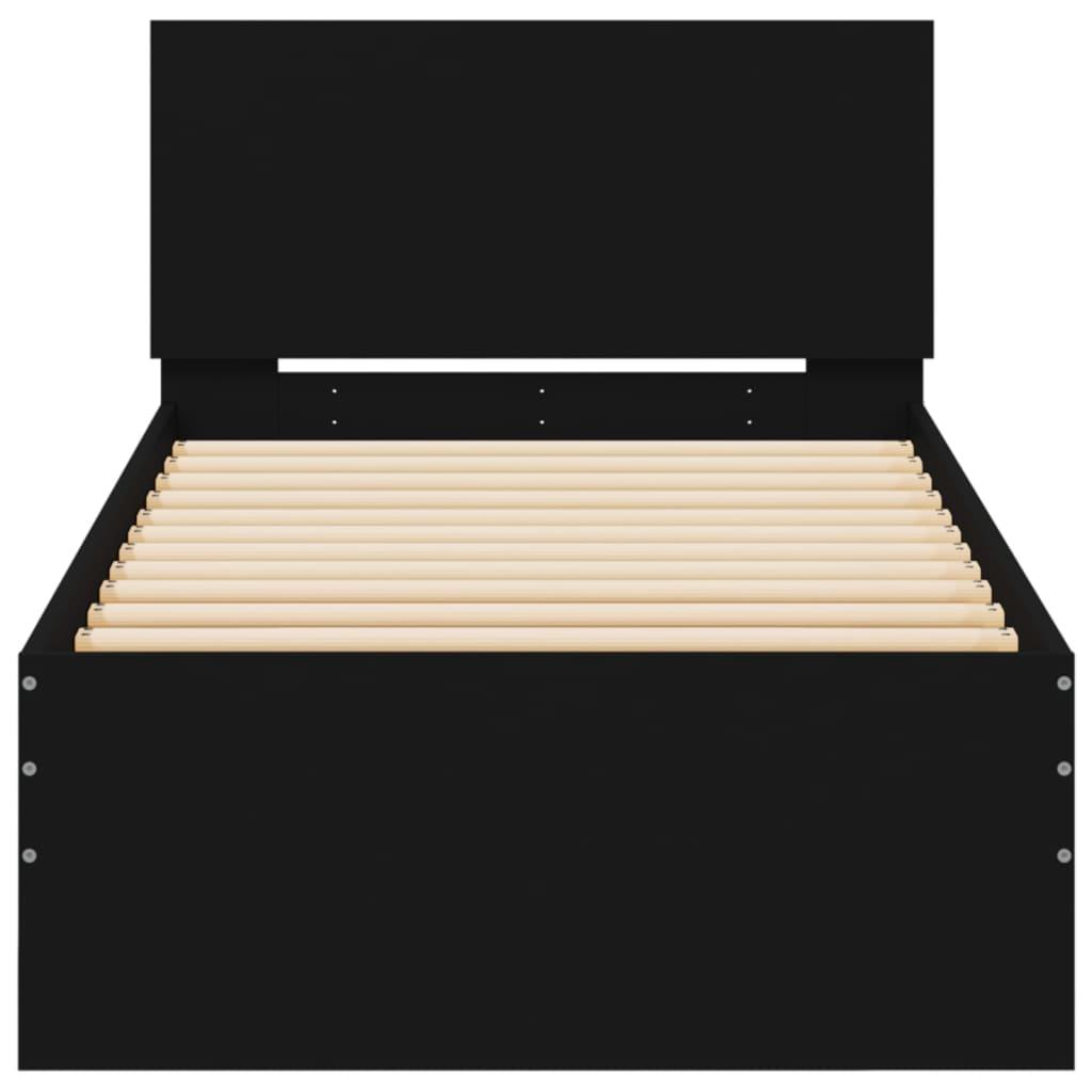 Bed Frame without Mattress with Headboard Black 90x190 cm