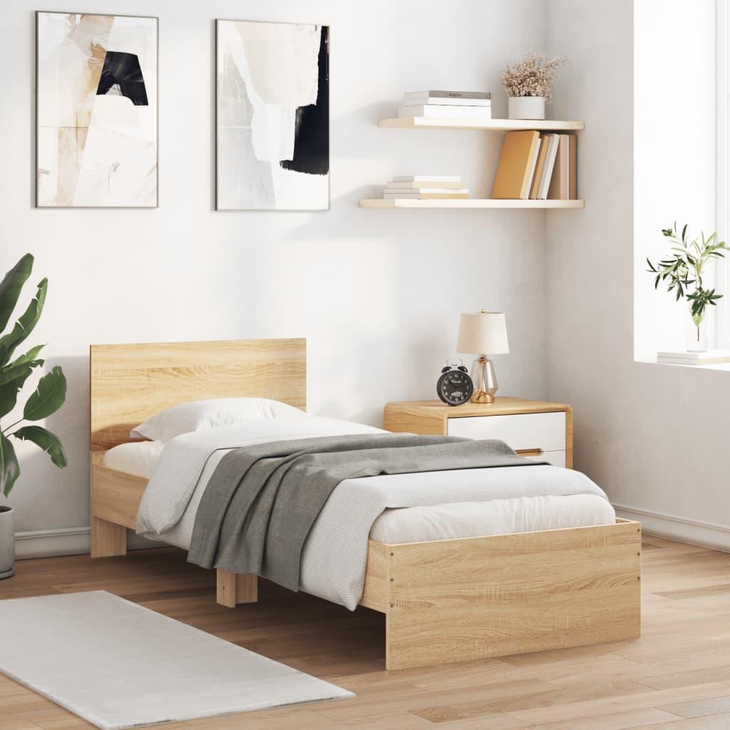 Bed Frame without Mattress with Headboard Sonoma Oak 90x190 cm