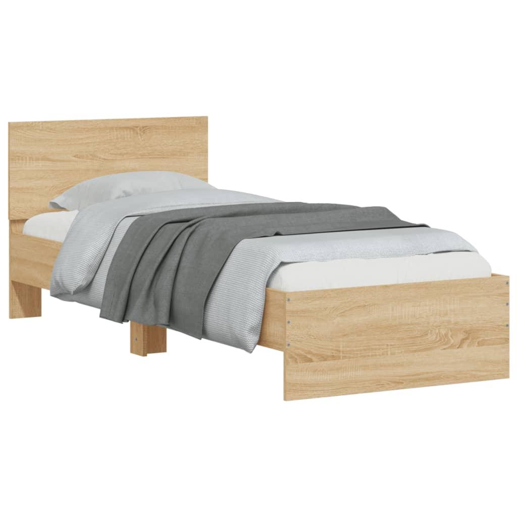 Bed Frame without Mattress with Headboard Sonoma Oak 90x190 cm