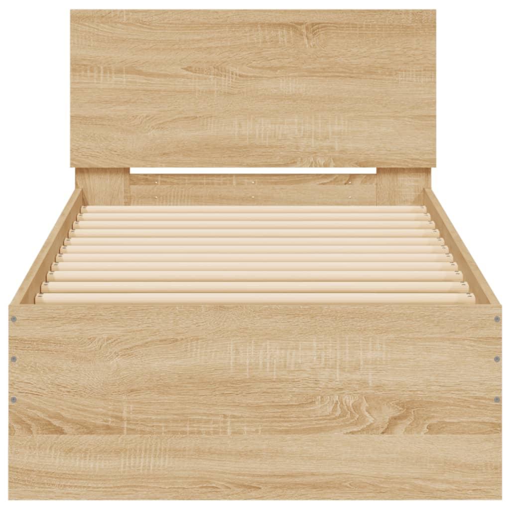Bed Frame without Mattress with Headboard Sonoma Oak 90x190 cm