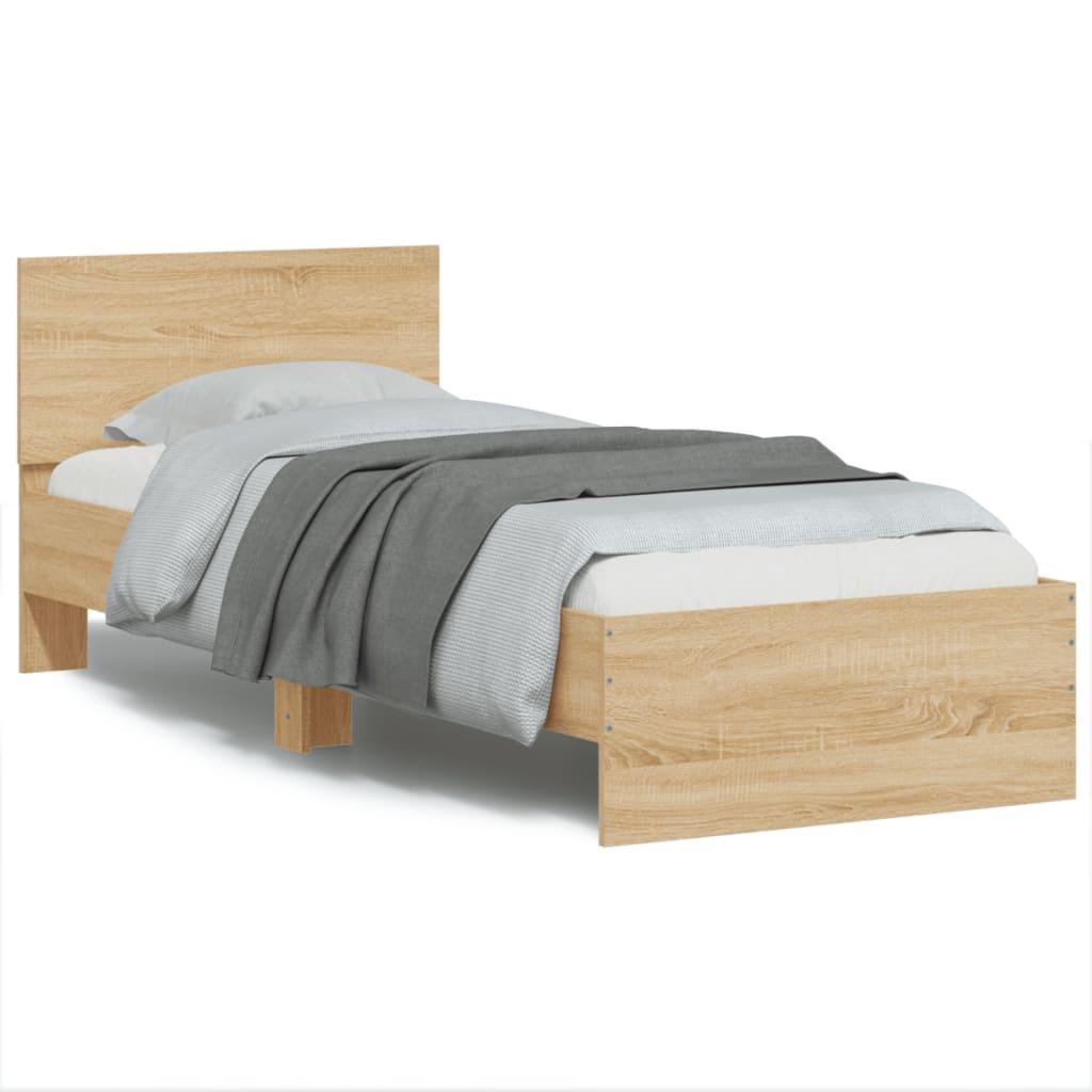 Bed Frame without Mattress with Headboard Sonoma Oak 90x190 cm