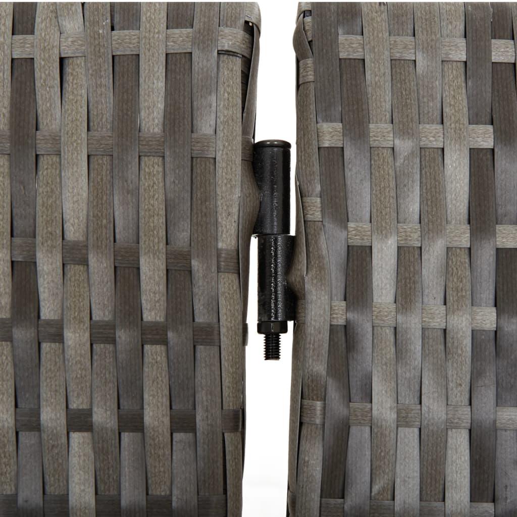 Room Divider 3 Panels Grey Poly Rattan