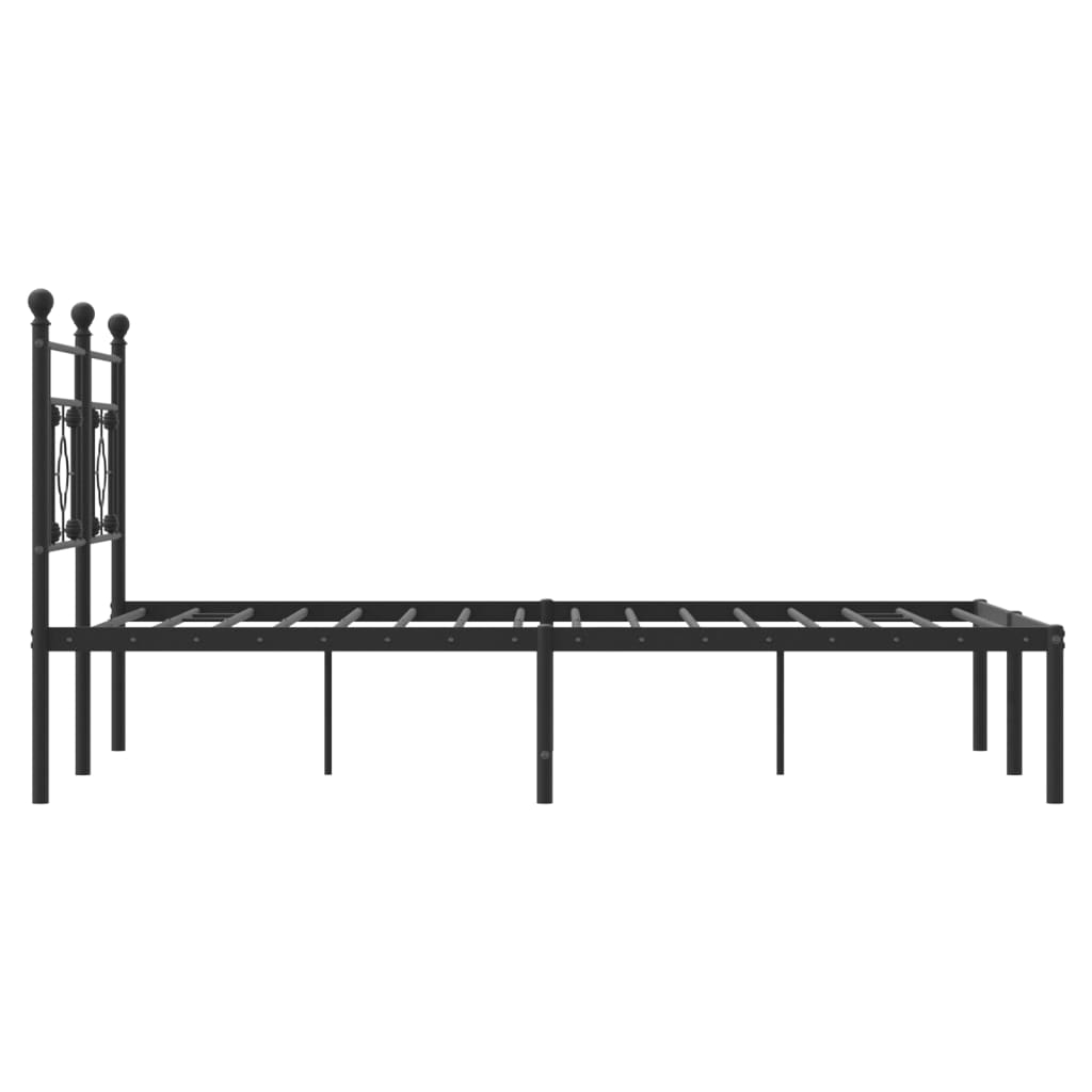 Metal Bed Frame without Mattress with Headboard Black 135x190 cm