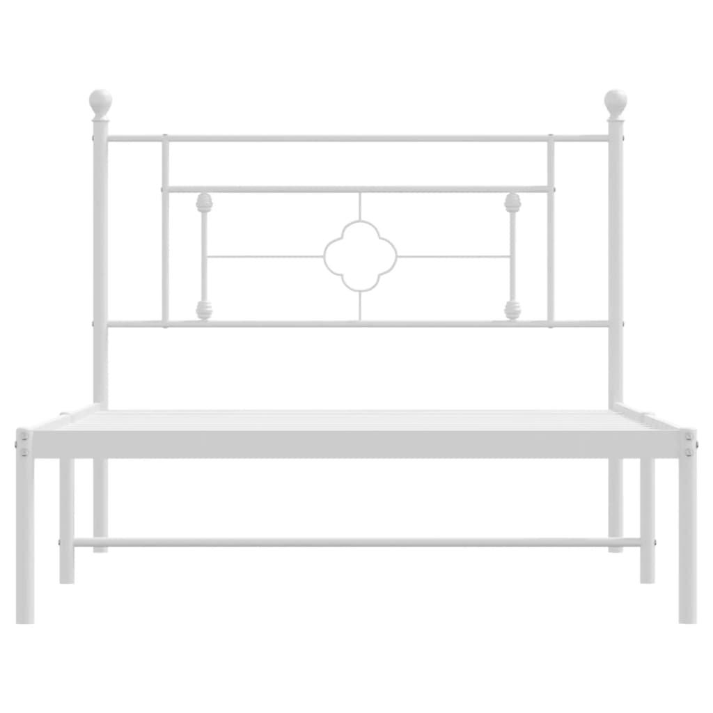 Metal Bed Frame without Mattress with Headboard White 107x203 cm King Single