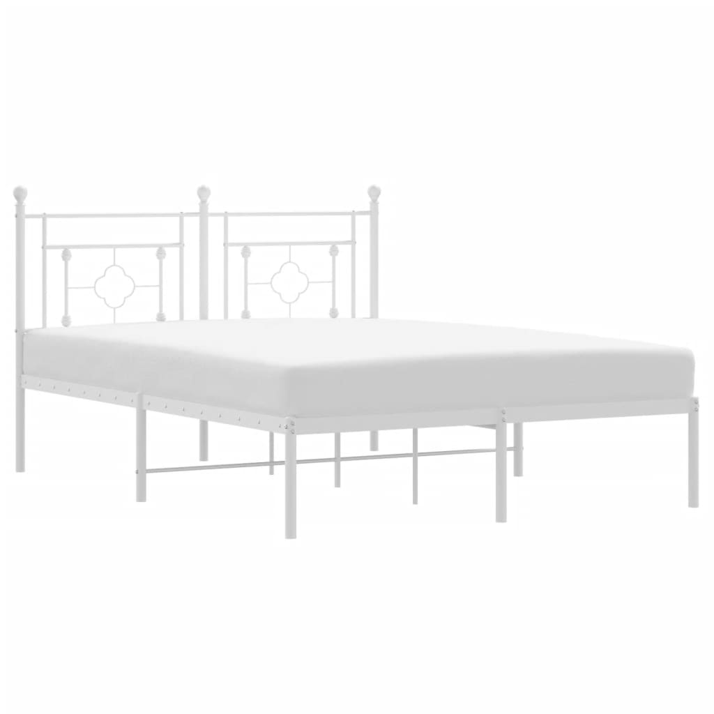 Metal Bed Frame without Mattress with Headboard White 135x190 cm