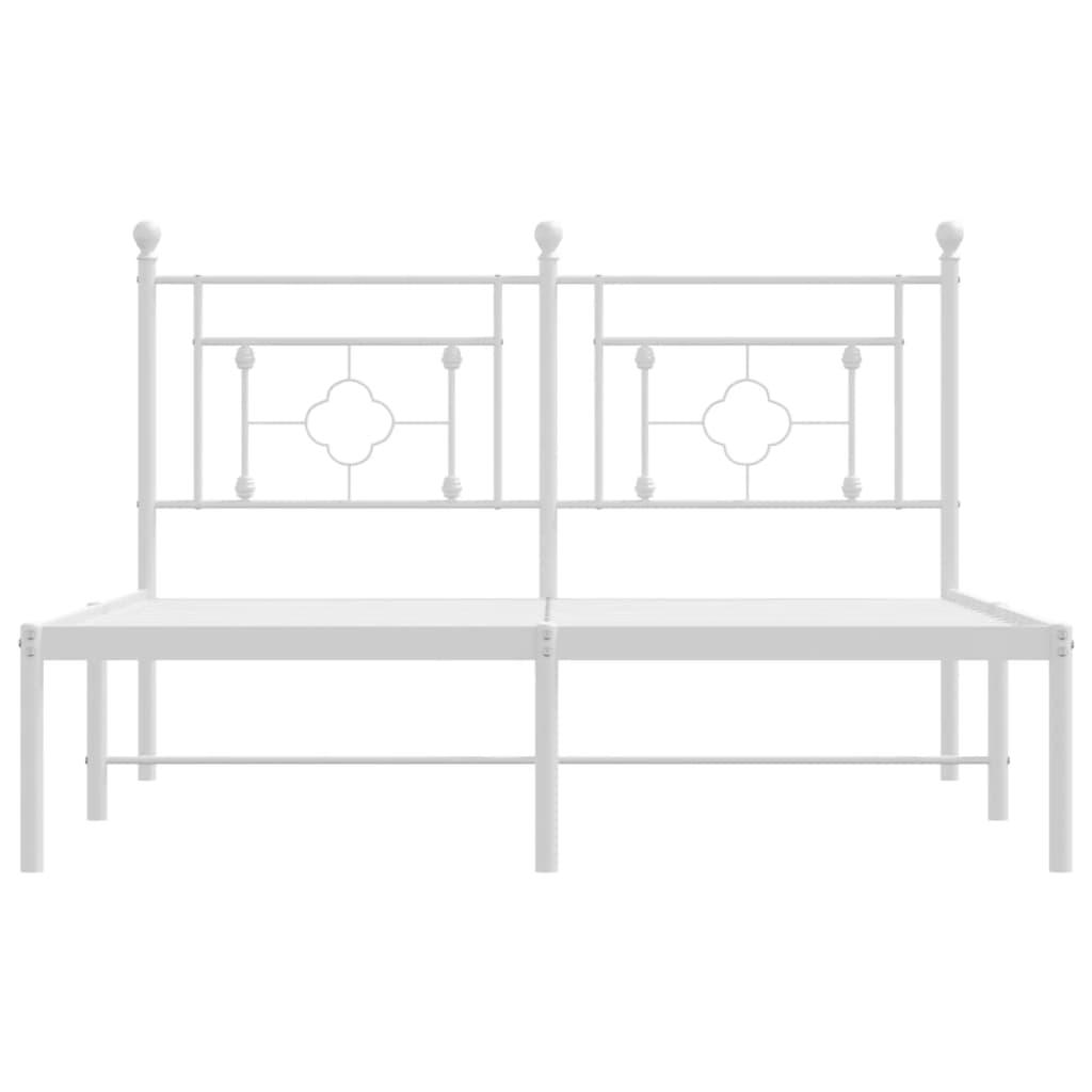 Metal Bed Frame without Mattress with Headboard White 135x190 cm