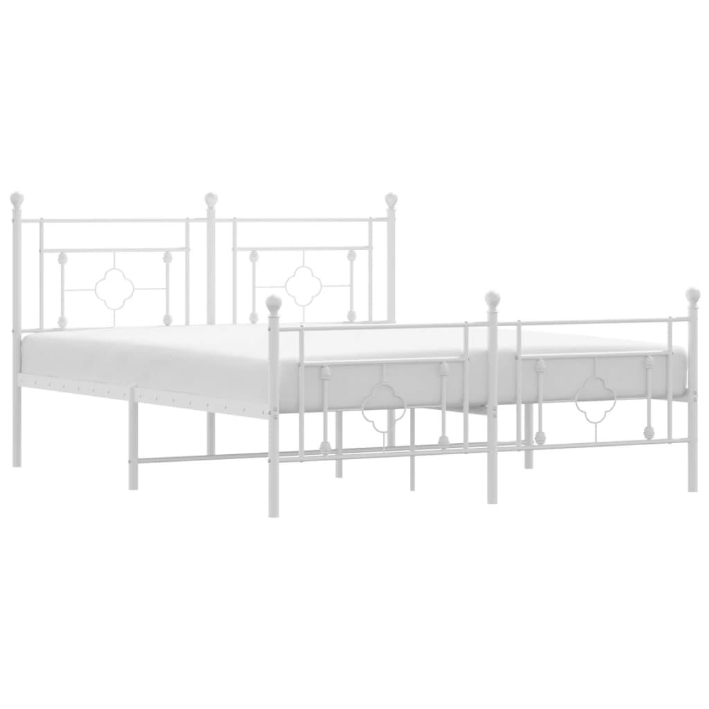 Metal Bed Frame without Mattress with Footboard White 150x200 cm