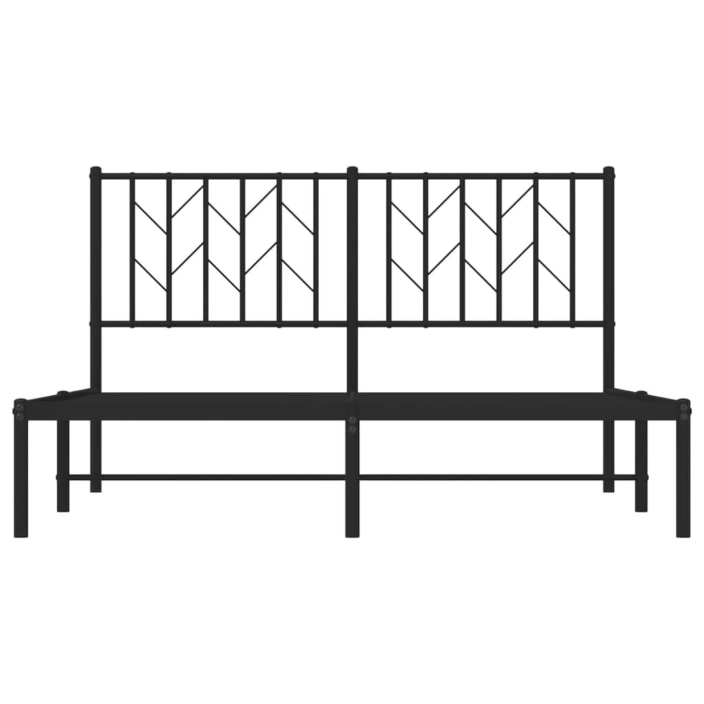 Metal Bed Frame without Mattress with Headboard Black 135x190 cm