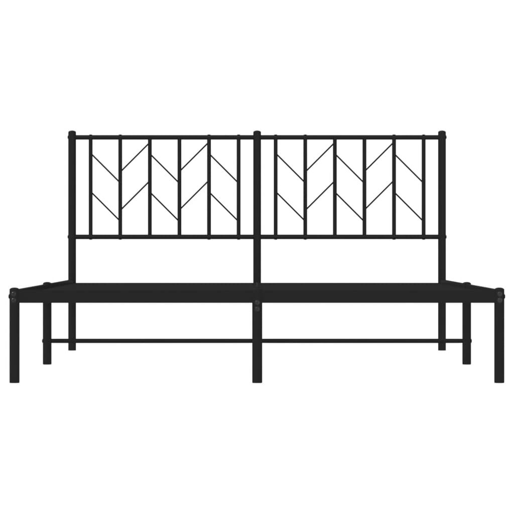Metal Bed Frame without Mattress with Headboard Black 150x200 cm