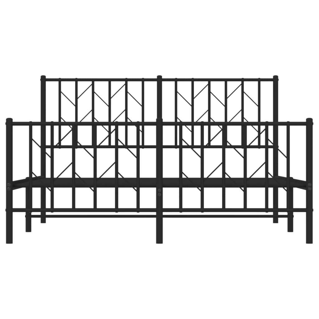 Metal Bed Frame without Mattress with Footboard Black 135x190 cm