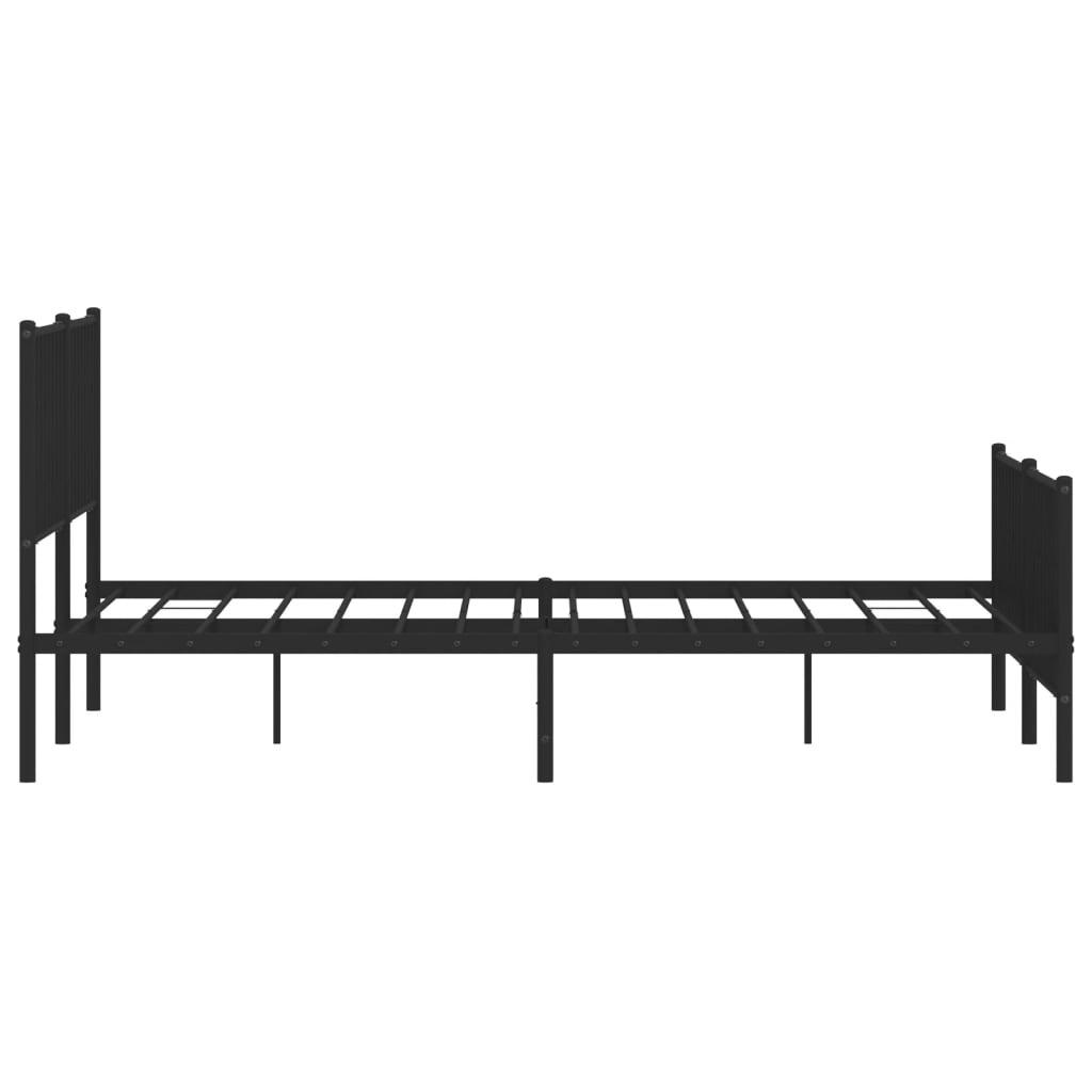 Metal Bed Frame without Mattress with Footboard Black 183x203 cm King