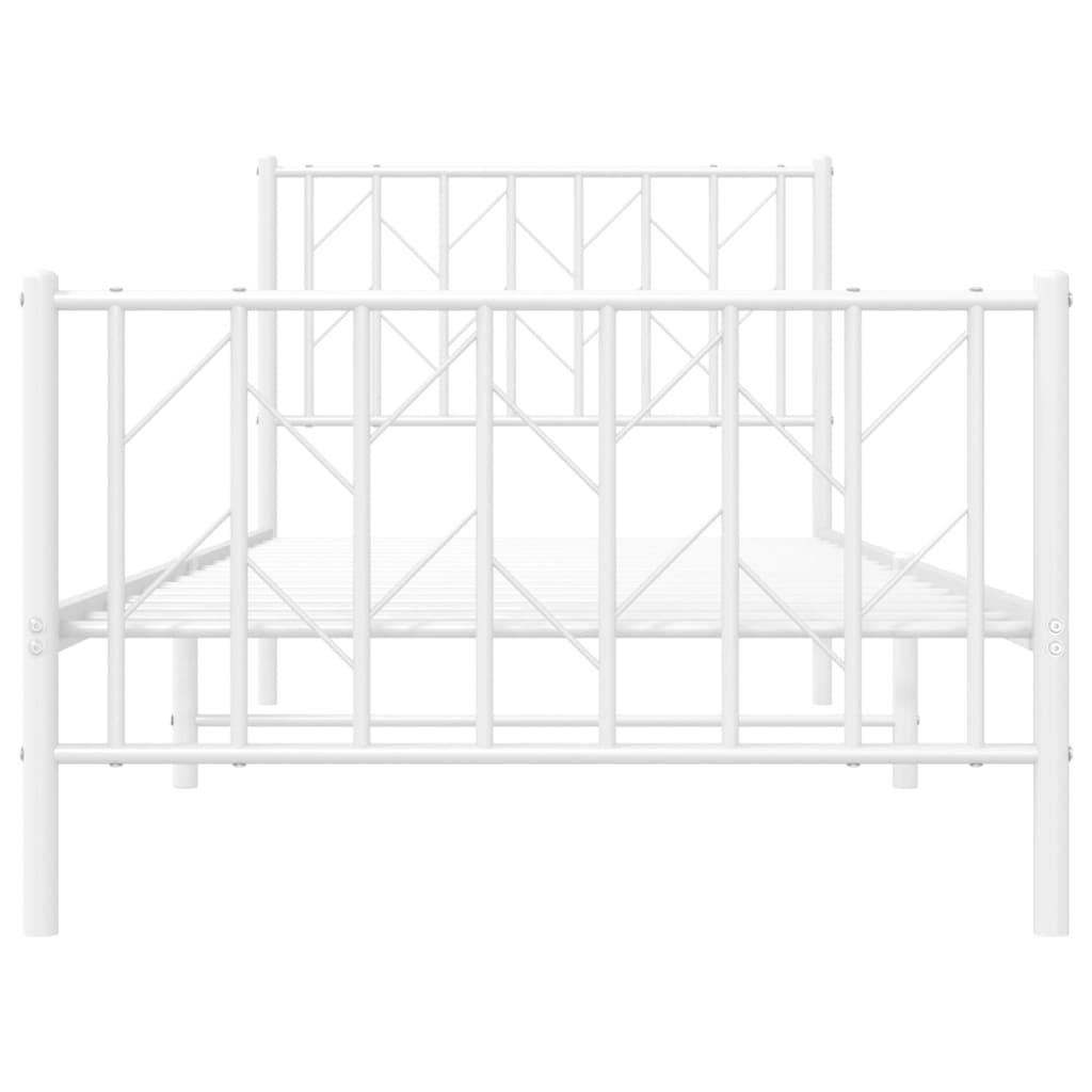 Metal Bed Frame without Mattress with Footboard White 90x190 cm