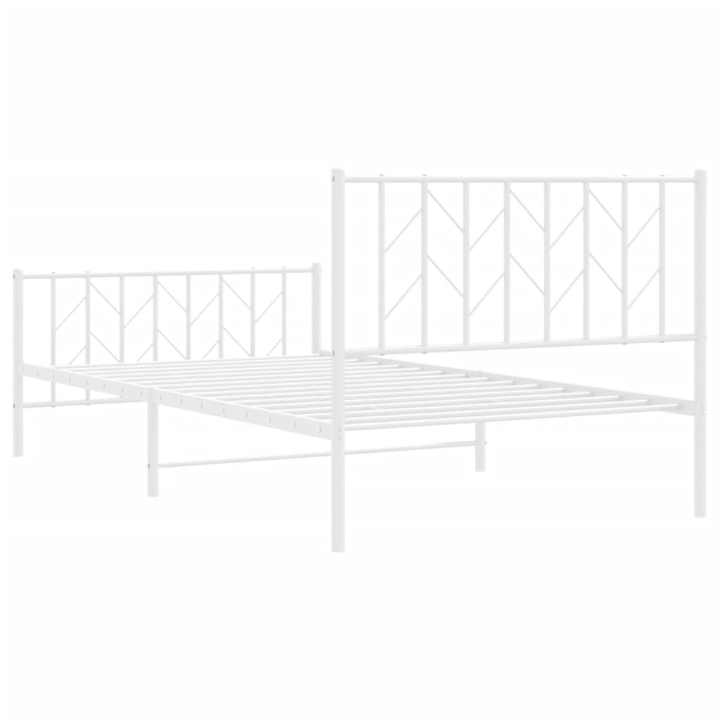 Metal Bed Frame without Mattress with Footboard White 107x203 cm King Single
