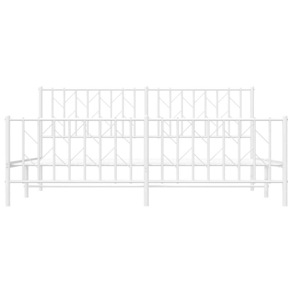 Metal Bed Frame without Mattress with Footboard White 183x203 cm King