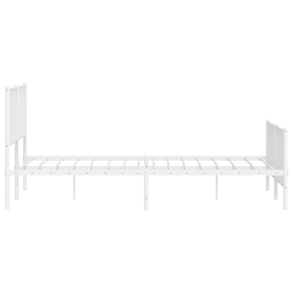 Metal Bed Frame without Mattress with Footboard White 183x203 cm King