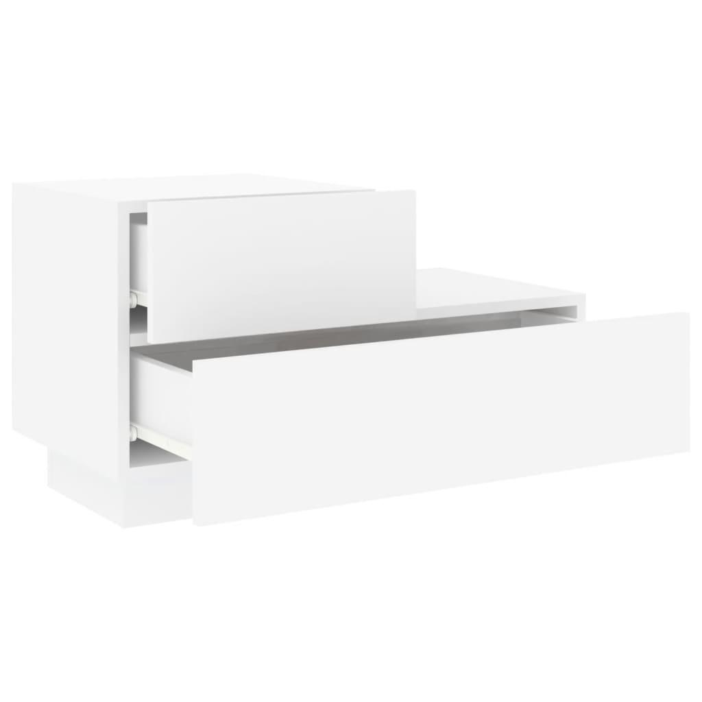 Bedside Cabinet with LED Lights White 70x36x40.5 cm
