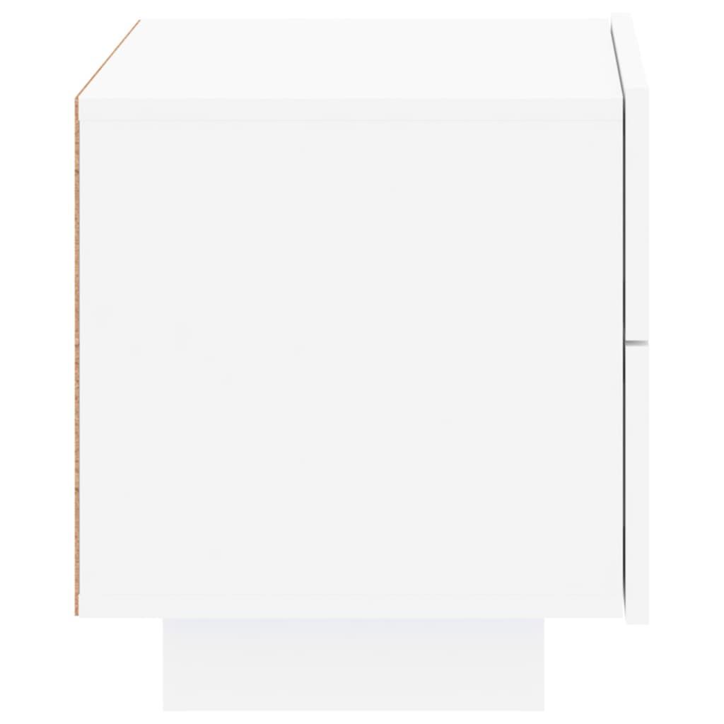 Bedside Cabinet with LED Lights White 70x36x40.5 cm