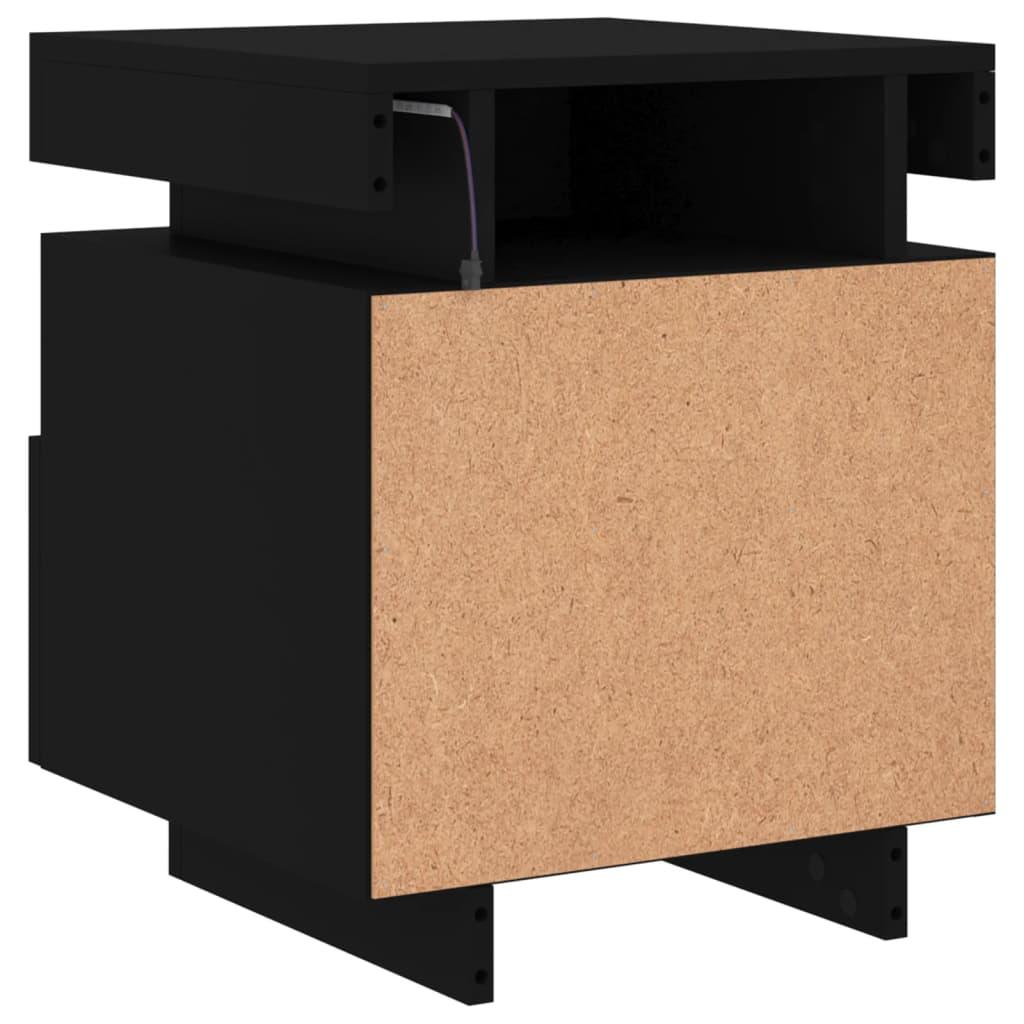 Bedside Cabinets with LED Lights 2 pcs Black 40x39x48.5 cm