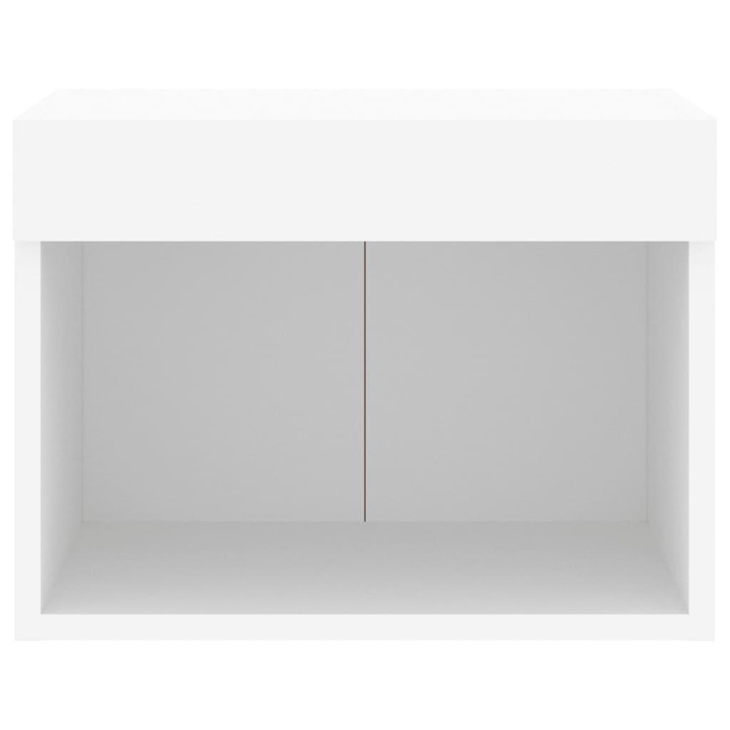 Bedside Cabinets with LED Lights Wall-mounted 2 pcs White