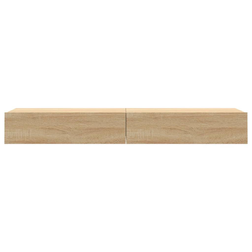 TV Cabinets with LED Lights 2 pcs Sonoma Oak 60x35x15.5 cm