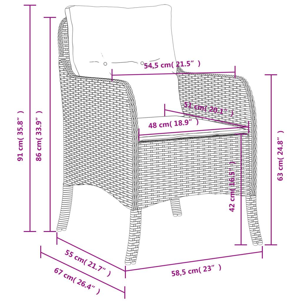 Garden Chairs with Cushions 2 pcs Black Poly Rattan