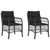 Garden Chairs with Cushions 2 pcs Black Poly Rattan