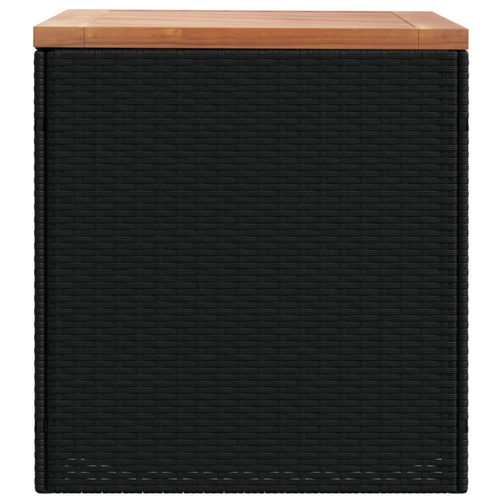 Garden Storage Box Black 110x50x54 cm Poly Rattan Acacia Wood