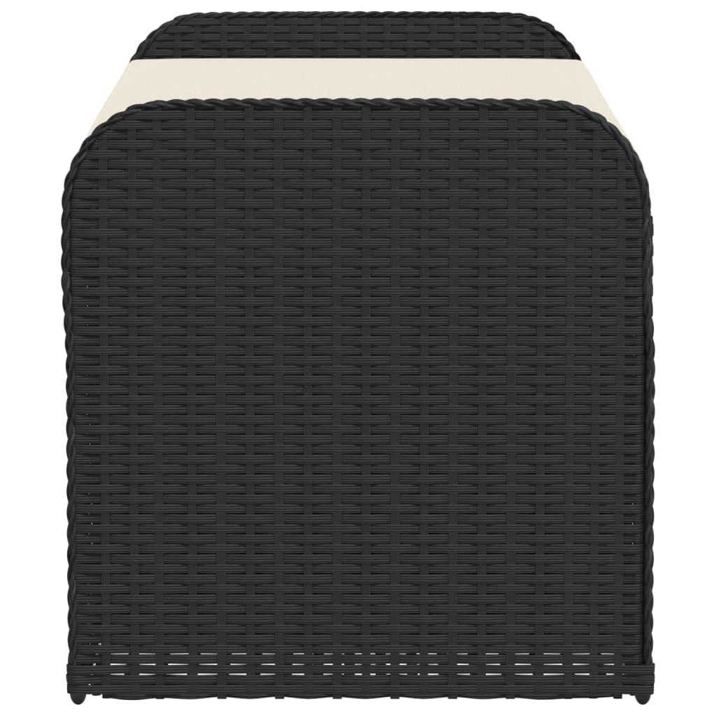 Storage Bench with Cushion Black 115x51x52 cm Poly Rattan