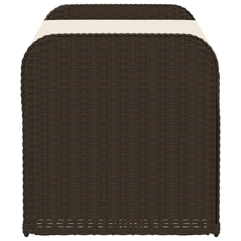 Storage Bench with Cushion Brown 115x51x52 cm Poly Rattan