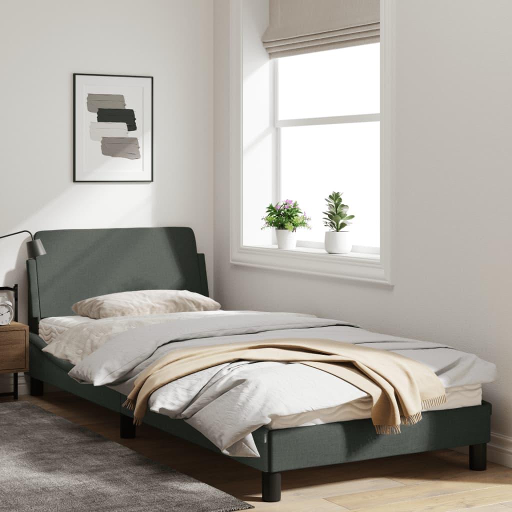 Bed Frame "Dover" Dark Grey 90x190 cm Fabric