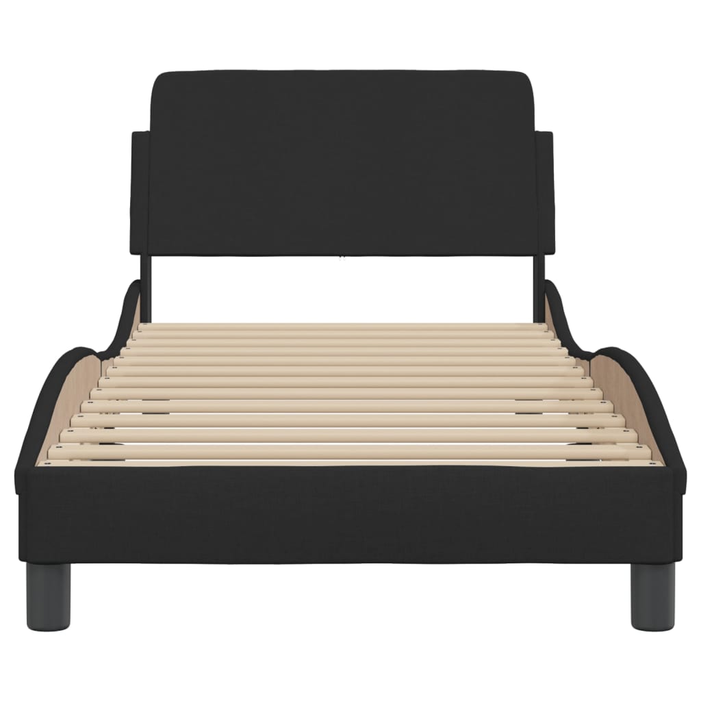 Bed Frame with Headboard "Dover" Black 90x190 cm Fabric