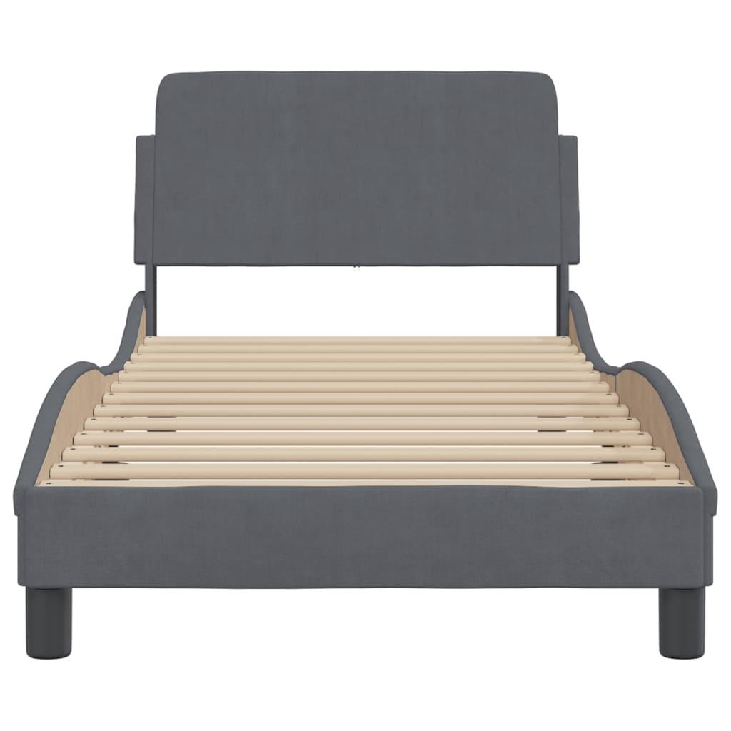 Bed Frame "Dover" Dark Grey 90x190 cm Velvet