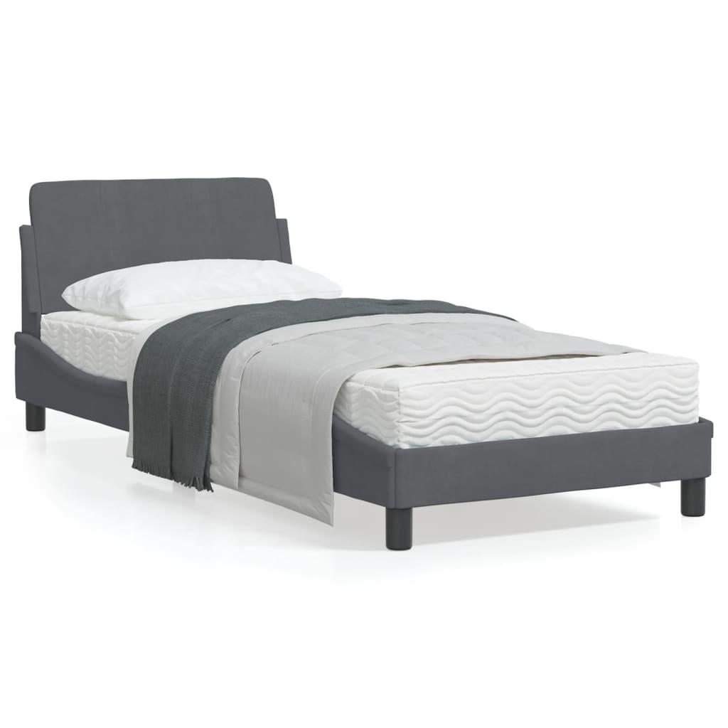 Bed Frame "Dover" Dark Grey 90x190 cm Velvet