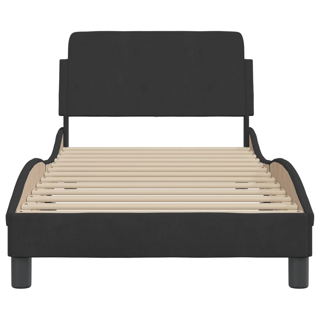 Bed Frame with Headboard "Dover" Black 90x190 cm Velvet