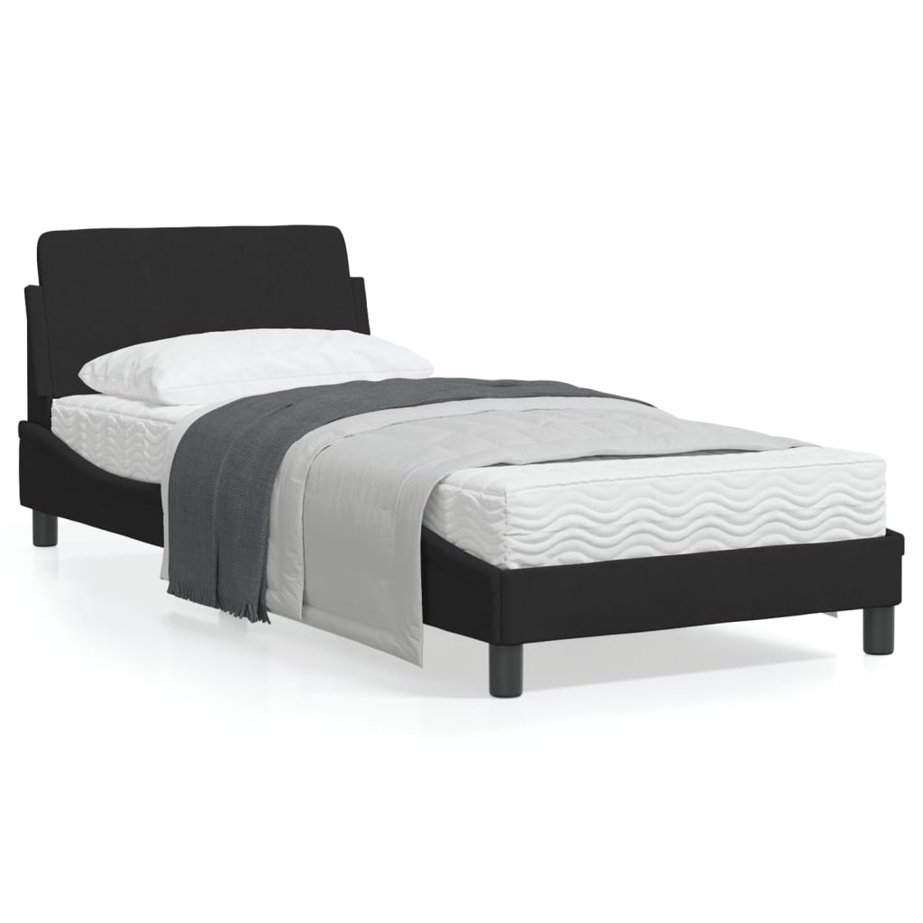 Bed Frame with Headboard &quot;Dover&quot; Black 90x190 cm Velvet