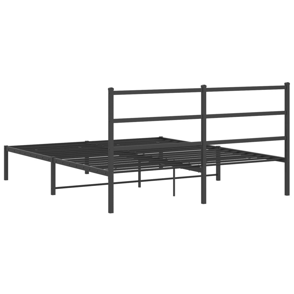 Metal Bed Frame without Mattress with Headboard Black 150x200 cm