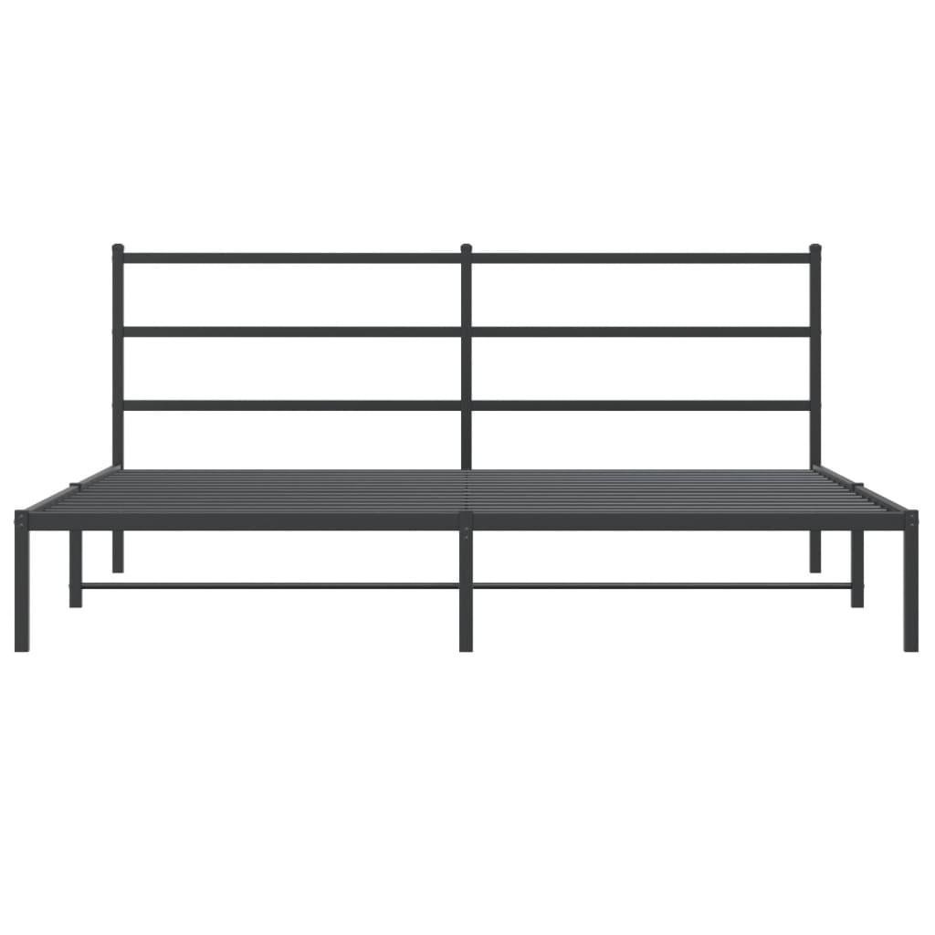 Metal Bed Frame without Mattress with Headboard Black 183x203 cm King